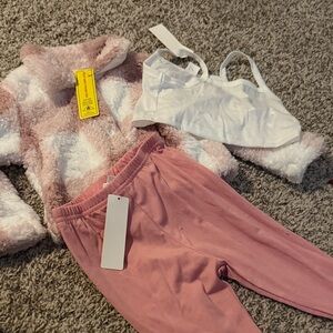 SHEIN Pink and White Kids Matching Set